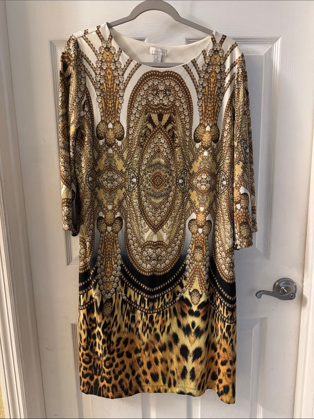 Chico’s Jeweled Animal Print knit shift dress size 16/18